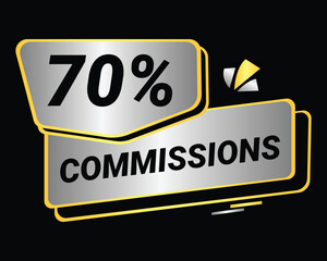 70% Commission symbol | 70% Badge | Silver commission symbol 
