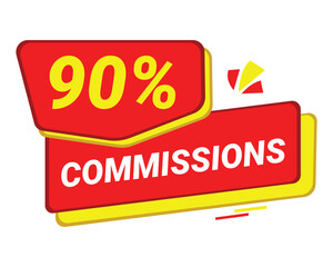 90% Commission symbol | 90% Badge | Red commission symbol 