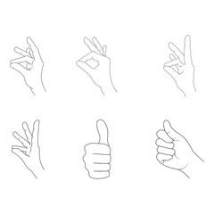 A set of symbols touching the fingers to the thumb, exercises, warm-up vector icons