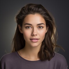 Fototapeta premium British girl wearing relaxed clothing with bright smile against a lively studio backdrop