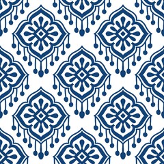 Ikat seamless pattern, geometric design, motif ethnic handmade, Ikat ethnic tribal, boho colors seamless wallpaper