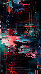 Fototapeta premium Abstract digital glitch world with erratic data streams and shifting pixel patterns