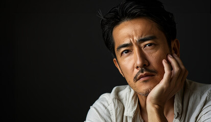 暗く悩む中年男性　AI生成画像