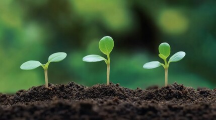 Close-up View of cascading Green Seedlings Emerging from Earth, Emphasizing Natural Textures and Harmony