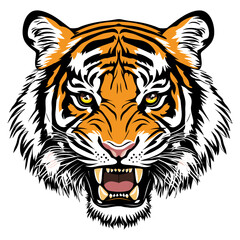 Abstract Tiger Face, Bold Representation of Strength and Beauty in a Minimalist Style - Flat Vector Illustration
