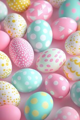 Obraz premium Viele verschiedene bunte Ostereier in Pastellfarben, nahtloser Hintergrund 