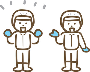 仲間を紹介している食品工場のスタッフ