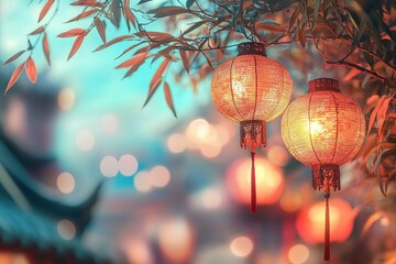 Obraz premium Chinesse background blurred with generative ai