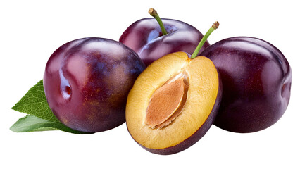 plums isolated on white background