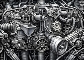 Intricate Engine Components Mechanical Design Performance Innovation Engineering