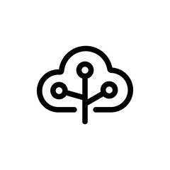Cloud tree tech digital idea logo design vector icon