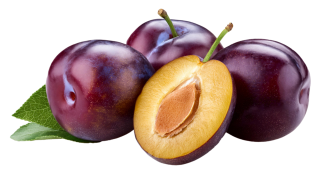 plums isolated on white background