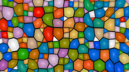 Colorful cobblestone tile ground (3D Rendering)