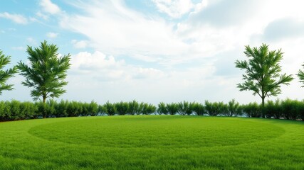 Obraz premium Night Photography of Green Grass Circle on Isolated White Background for Stunning Visuals