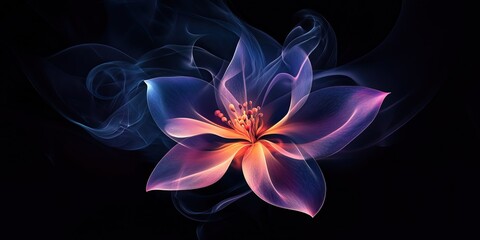 Obraz premium A mesmerizing digital artwork of a flower made of colorful smoke