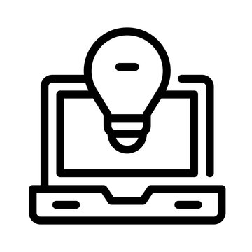 laptop with lightbulb idea concept clip art preview