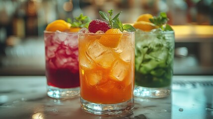 Refreshing cocktail with ice and lime in a glass