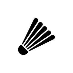 Minimalistic black silhouette icon of a badminton shuttlecock, perfect for sports and fitness designs.