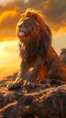 Majestic Lion at Sunset