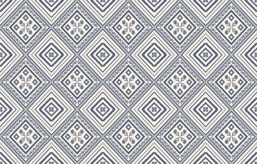 Floral seamless embroidery on white background.Ikat ethnic oriental pattern traditional. Ethnic pattern style. Design for ikat, blanket, fabric, clothing, carpet, textile, ethnic, batik, embroidery.