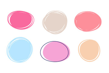 Hand drawn Circles, Ellipses Ovals Highlights Set