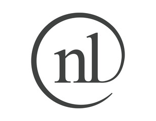 NL logo from two letter with circle shape email sign style. N and L round logotype of business company