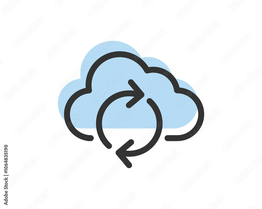 Poster cloud storage and data transfer vector icon. computing service and network related line icons. datab
