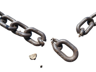 Obraz premium A broken metal chain, symbolizing freedom, release or the end of a connection