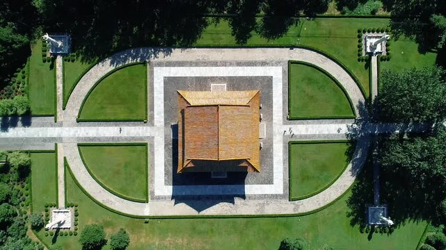 Aerial drone view of Ming Tombs Changling mausoleum in China,Asia.&nbsp;The Ming Tombs, Sacred Way,The Ming Tombs, Beijing, China.&nbsp;Mausoleums built by the emperors of the Ming dynasty of China.