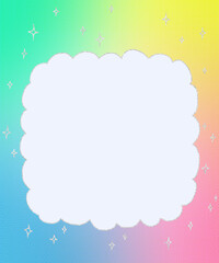 bright colorful doodle abstract frame .halftone gradient colors , rainbow sky with  glitter little stars .