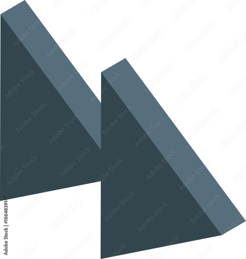 Poster isometric pause button formed by two triangles represents stopping or halting an action or process