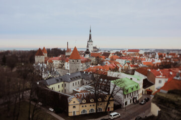 A panoramic view of Tallinns charming old town with historical buildings and rooftops