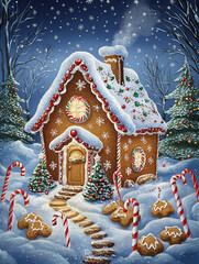 ジンジャーブレッドハウス Whimsical Gingerbread House｜Generative AI