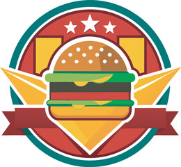 burger symbol with logo design.