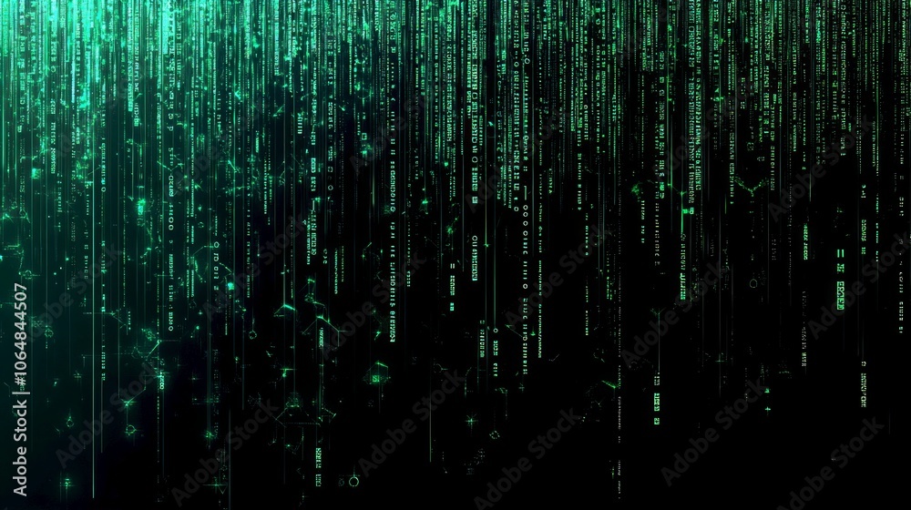 Aufkleber a stunning digital backdrop with cascading green code. this abstract design features flowing lines a