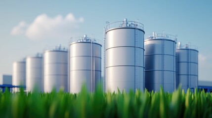 Fototapeta premium Eco Friendly Biodiesel Plant with Modern High Tech Equipment and Fuel Processing Facility Sustainable renewable energy production using advanced industrial machinery and infrastructure