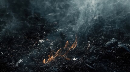 A black and white photo of a fire with smoke in the background