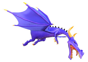 3D Rendering Fairy Tale Dragon on White