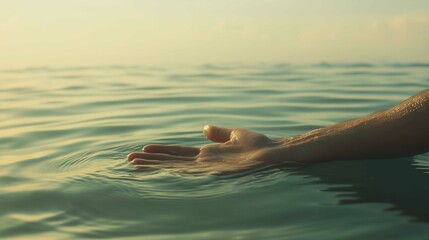 Hand reaching out in the sea, symbolizing the need for help and support
