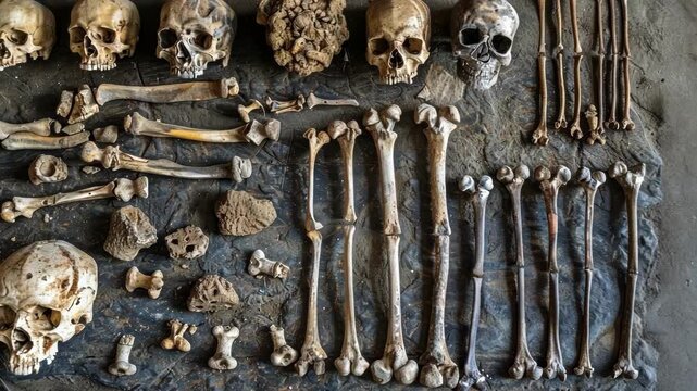 A collection of wellpreserved bones unearthed at the site providing insight into the lives and customs of those who lived there long ago.