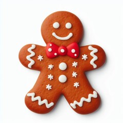 Gingerbread man with Christmas cookies decorated for the holiday season isolated on white background