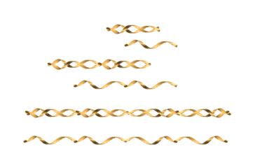 Decorative gold ribbons. On isolated transparent background.