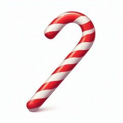 Festive red and white striped candy canes isolated on white background as a holiday treat and decoration