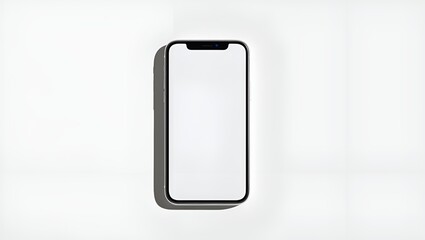 Smartphone with a blank screen on a white background. Smartphone mockup closeup isolated on white background.