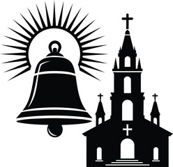 Christmas Church Bell Festive Holiday Icon on White Background