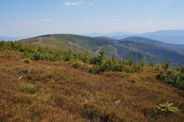 Scenic Silesian Beskid near European Szczyrk town in Poland