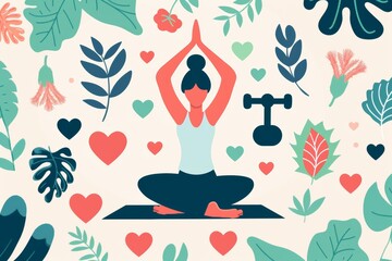 Serene yoga meditation with nature and love elements
