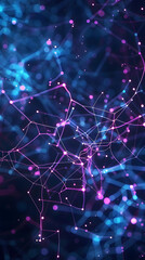 Obraz premium Abstract AI neural network background with illuminated nodes and glowing digital synapses