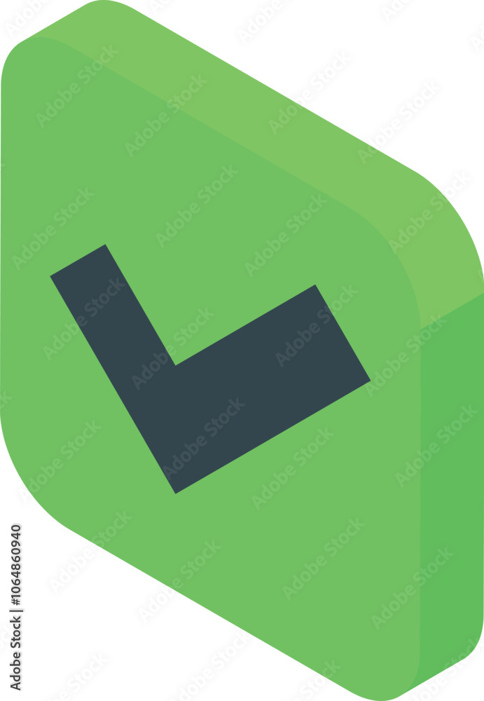 Poster check mark icon displayed on a green rounded square button, representing confirmation and validation