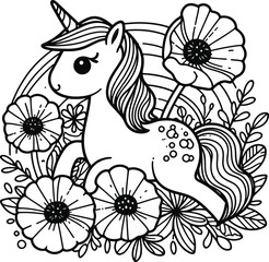 Fototapeta premium unicorn coloring pages for kids, Magical Unicorn Coloring Pages to Spark Joy, Inspire Creativity, and Fill Little Hearts with Enchantment
